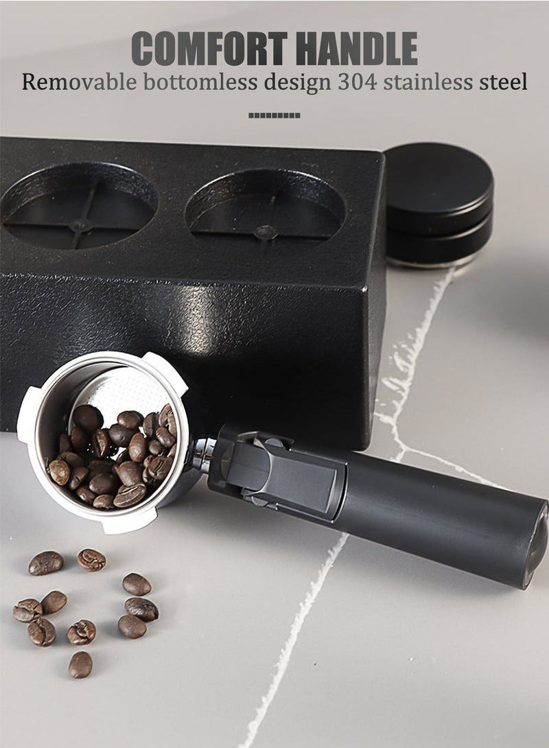 KIIUMI Coffee Bottomless Stainless Steel Portafilter With Filter Basket， Black， 51mm - Image 5